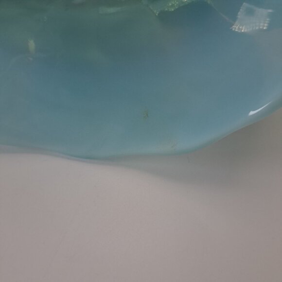 Dugan Blue Opalescent Glass Compote Dish Handle Nappy - Picture 10 of 16